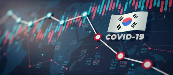 Covid Coronavirus Sydkorea Ekonomisk Påverkan Concept Image — Stockfoto
