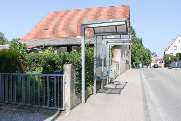 Traditional House Hut Markgrningen Stuttgart Village Germany Bus Stop Street — Stock Photo, Image