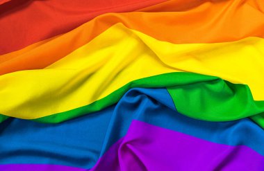 Gökkuşağı LGBT bayrağı. Altı renkli. Tasarım için boşluk var. Uzayı kopyala LGBT hareketinin sembolü.