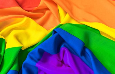 Gökkuşağı LGBT bayrağı. Altı renkli. Tasarım için boşluk var. Uzayı kopyala LGBT hareketinin sembolü.