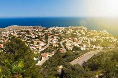 Görünümü, sahil, Cumbre del Sol adlı günbatımı, Costa Blanca, İspanya.