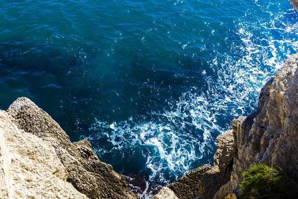 Vista Superior Acantilados Bahías Mar Claro Fondo Naturaleza — Foto de Stock