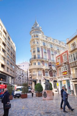Cartagena, İspanya - 17 Kasım 2017: Güzel mimarisi olan şehir sokakları