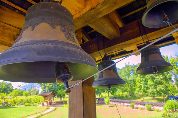 Campanas Antiguas Iglesia Dentro Del Campanario — Foto de Stock