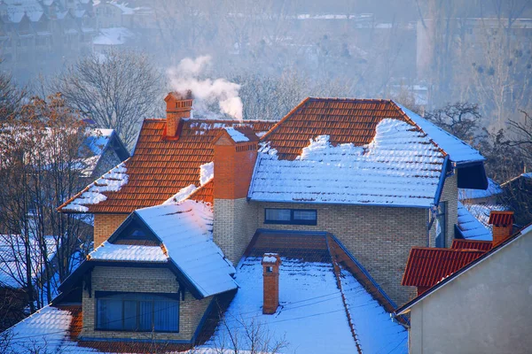 stock image roofs in the winter