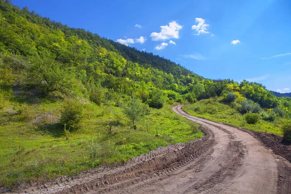 Letní Krajina Špinavou Venkovský Cestou — Stock fotografie