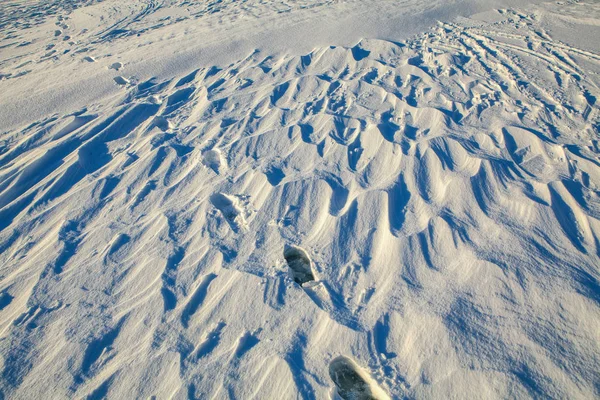 Pegadas Neve — Fotografia de Stock