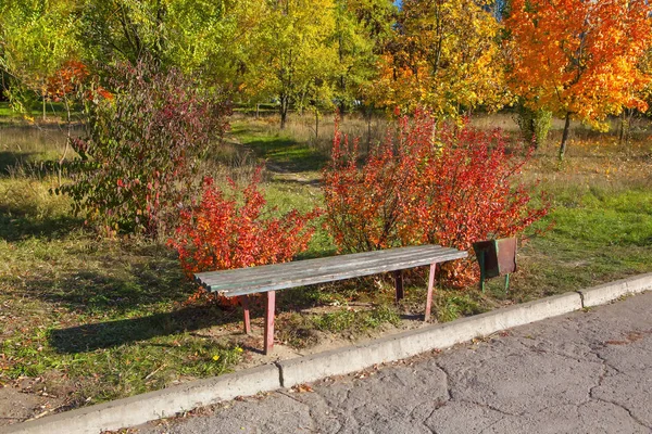 Bänke Herbstpark — Stockfoto