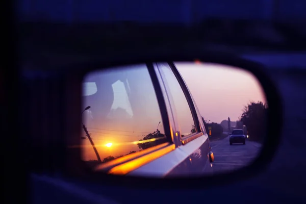 Reflexão Espelho Carro Com Luz Solar — Fotografia de Stock