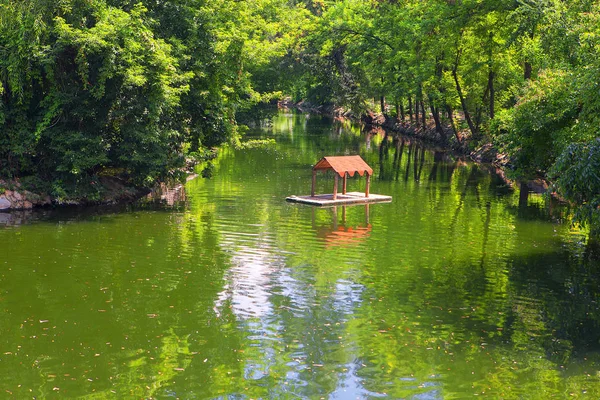 Grüner Park Mit Teich — Stockfoto