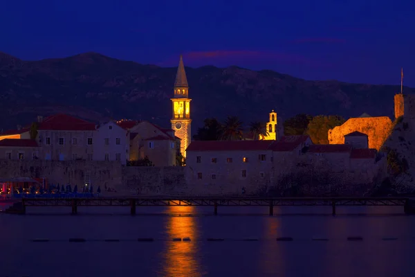 Stare Miasto Budva Nocy — Zdjęcie stockowe