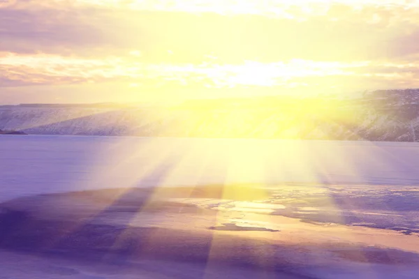Зимний Пейзаж Прекрасным Восходом Солнца — стоковое фото