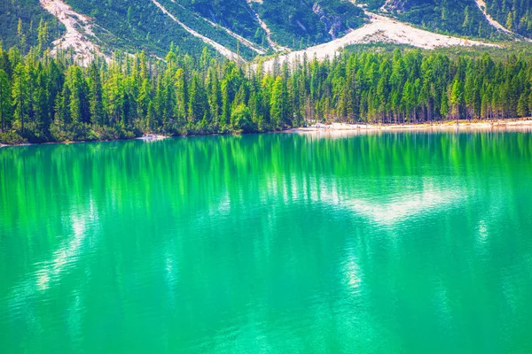 Paisagem Lago Braies Itália — Fotografia de Stock