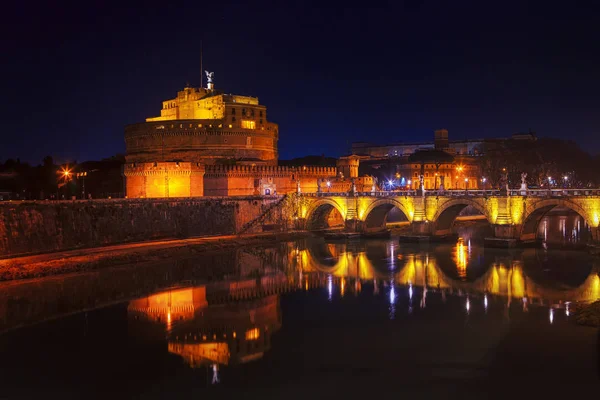 Castel Sant Angelo Риме Ночное Время — стоковое фото