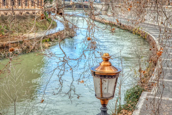 Paisaje Roma Con Río Tíber Farola — Foto de Stock