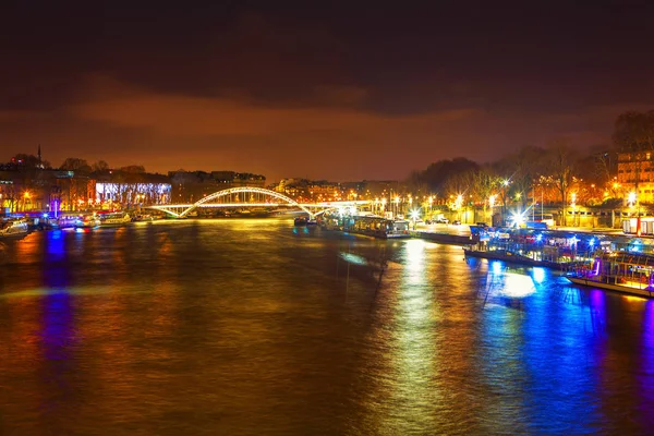 Río Sena Puente Por Noche París —  Fotos de Stock