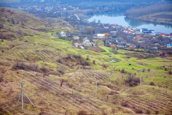 Dorf Moldawien Flussufer — Stockfoto