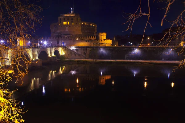 Ночной Вид Замок Сан Анджело Риме — стоковое фото