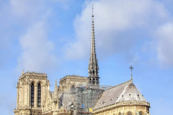 Rekonstrukce Věže Notre Dame Paris Katedrála — Stock fotografie