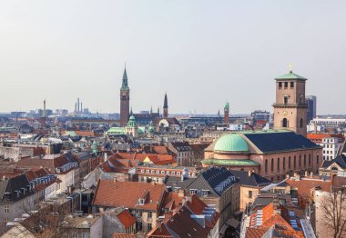 Copenhaga şehir panoraması , hava mimarisi görünümü