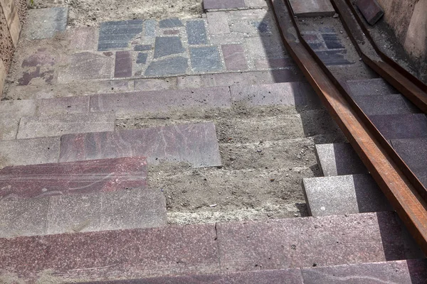 Escadas Granito Arruinadas Cidade — Fotografia de Stock