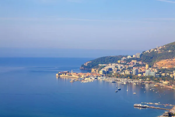 Vista Aérea Ciudad Budva Mar Adriático Montenegro —  Fotos de Stock