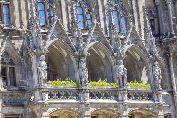 Architekturdetails Des Neuen Rathauses München — Stockfoto