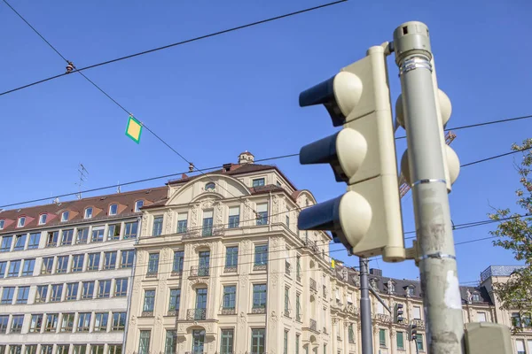 German crossroad , street with traffic light