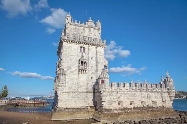 Slavná Belem Tower Břehu Řeky Tagus Lisabonu — Stock fotografie