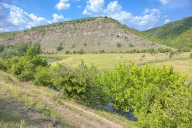 yeşil tepeler ve çayırlar ile doğal görünümü