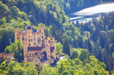 Bavyera Hohenschwangau Kalesi ile manzara 