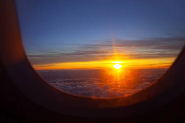 sunset view from airplane window