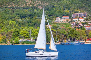 beyaz yelkenli modern yat