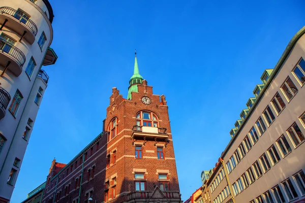 Typisch Schwedische Architektur Straße Der Stadt Helsingborg Schweden — Stockfoto