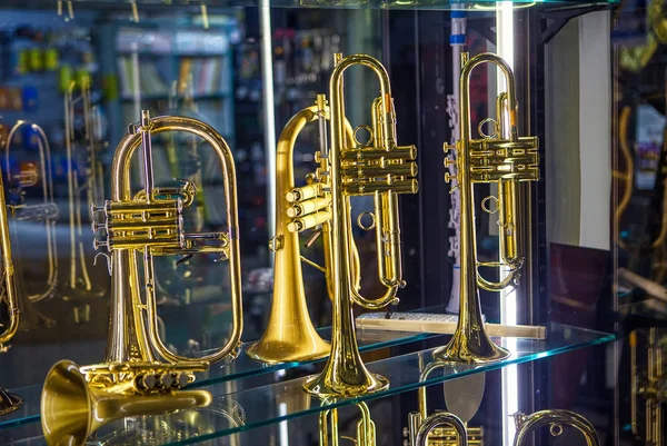 Golden Trumpets Showcase — Stock Photo, Image