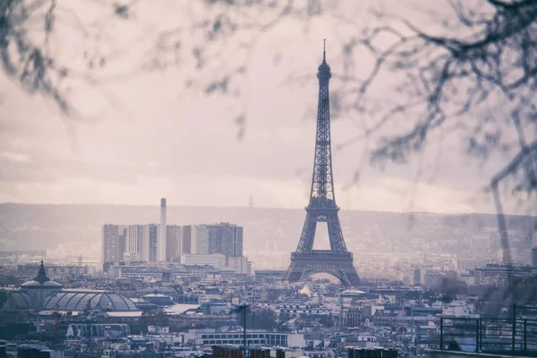 Image Retro Style View Paris Panorama — Stok fotoğraf