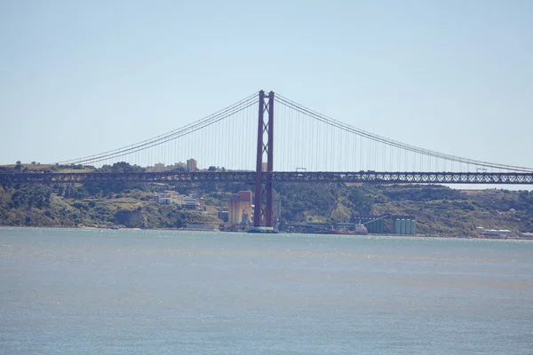 Jembatan Dari Lisbon Almada Atas Sungai Tagus — Stok Foto