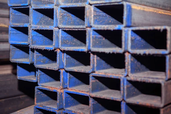 Steel Square Tubes Colored Blue — Stock Photo, Image