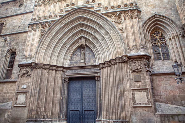Catedral Barcelona Detalles Arquitectura Entrada Principal — Foto de Stock