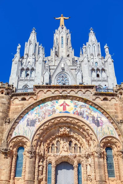 Templo Del Sagrado Corazón Jesús Montaña Del Tibidabo Barcelona — Foto de Stock