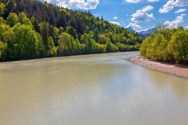 Paisaje Con Río Lech Que Fluye Baviera — Foto de Stock