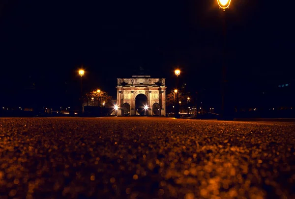 Vista Nocturna Del Arco Del Triunfo Carrousel París — Foto de Stock