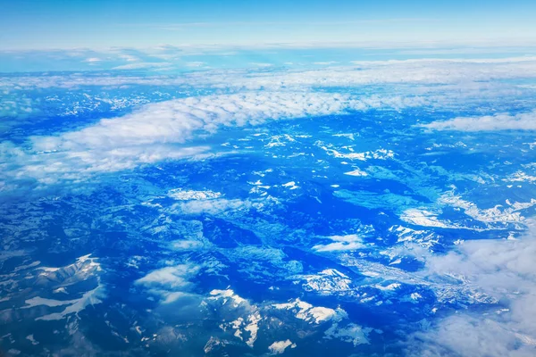 Nevadas Montañas Nubes Vista Desde Avión — Foto de Stock