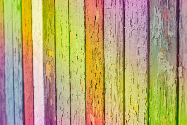 Colorful Wooden Planks Part Rustic Fence — Stock Photo, Image