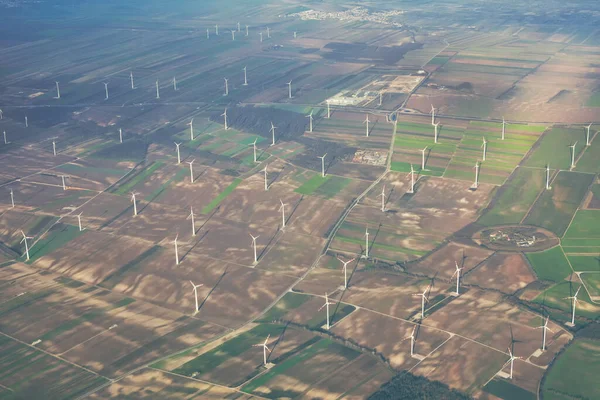 Aerial View Wind Turbines Wind Farm Panoramic Scenery — Stock Photo, Image