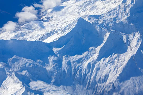 Glaciar Sobre Las Montañas Picos Cubiertos Nieve Los Alpes Invierno — Foto de Stock