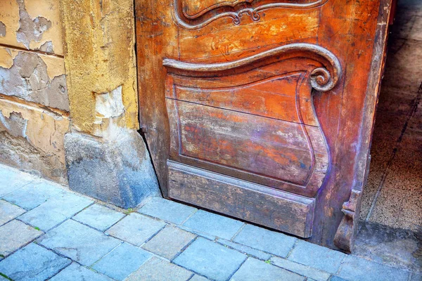 Puerta Madera Iglesia Arcaica Entrada Santuario — Foto de Stock