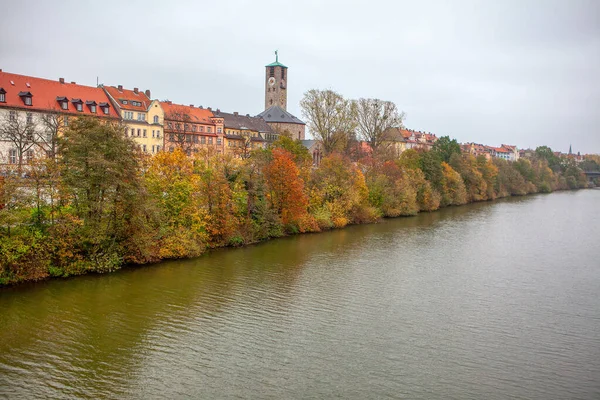 Ciudad Bamberg Con Regnitz Riverside Otoño — Foto de Stock