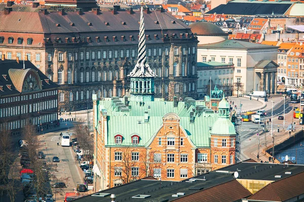 Paisaje Copenhague Indre Vista Aguja Borsen Centro Copenhague — Foto de Stock