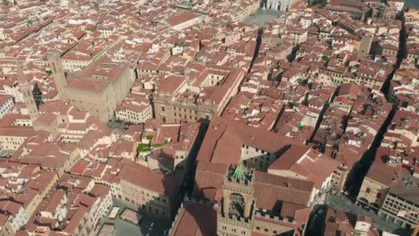 Luchtfoto van Palazzo Vecchio in Florence 4k — Stockvideo